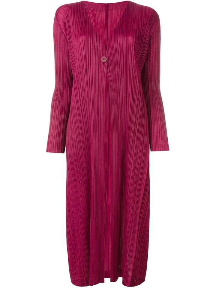 Pleats Please By Issey Miyake Single Button Pleated Coat