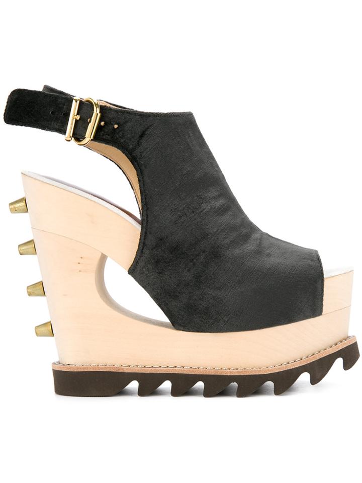 Undercover Ridged Sole Platform Sandals - Grey