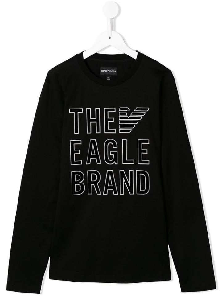 Emporio Armani Kids Eagle Brand Print T-shirt - Black
