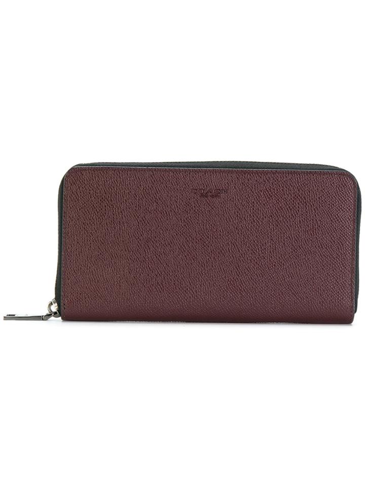 Coach Pebbled Zip Around Wallet - Red