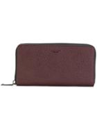 Coach Pebbled Zip Around Wallet - Red