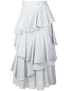 Alexa Chung Tiered Ruffle Skirt - Blue