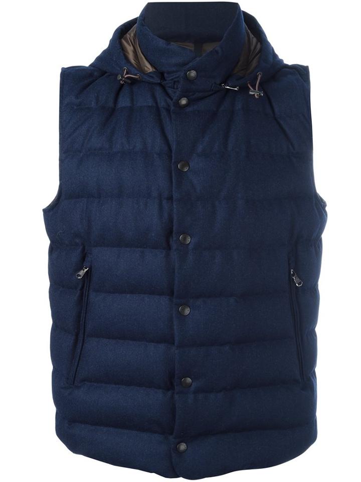 Moncler 'jeanchristophe' Padded Gilet, Men's, Size: 6, Blue, Feather Down/polyamide/wool/goose Down