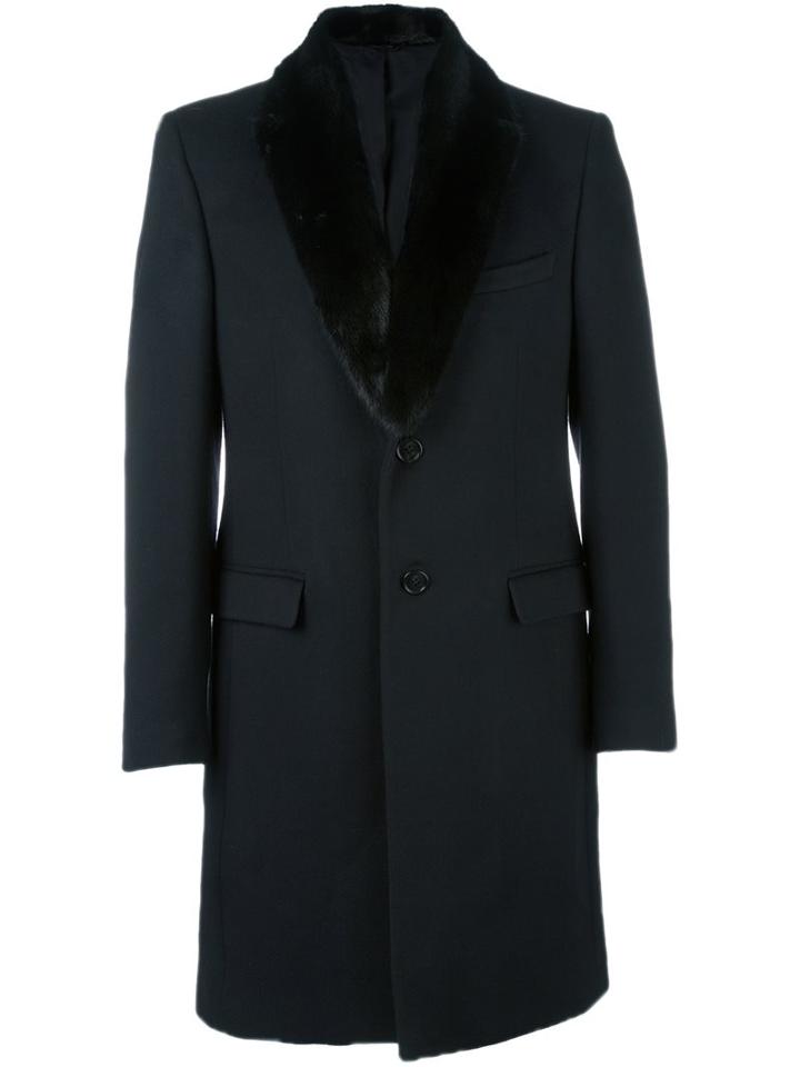 Fendi Mink Fur Lapel Coat, Men's, Size: 54, Black, Mink Fur/cupro/cashmere/virgin Wool
