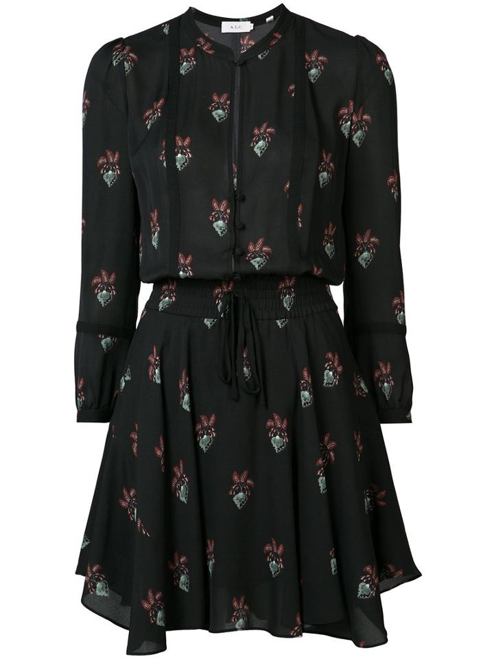 A.l.c. Flowers Print Shirt Dress, Women's, Size: 8, Black, Silk/polyester