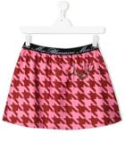 Miss Blumarine Teen Houndstooth Print Skirt - Pink