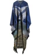 Golden Goose Deluxe Brand 'sutart' Intarsia Patterned Poncho, Men's, Blue, Wool
