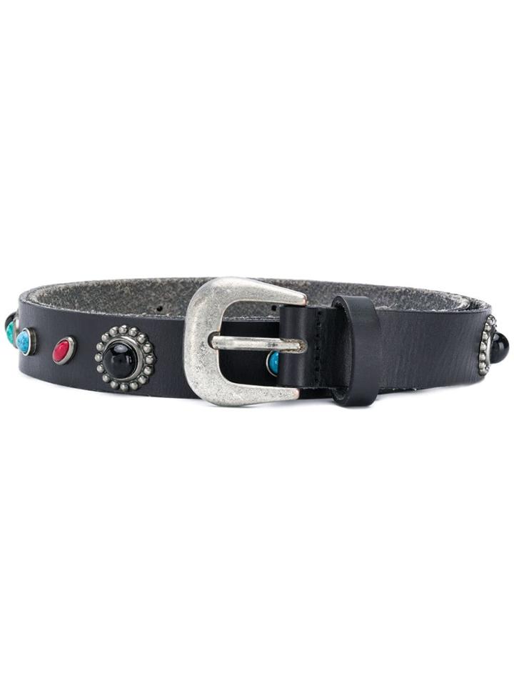 Twin-set Stone Embellished Belt - Black