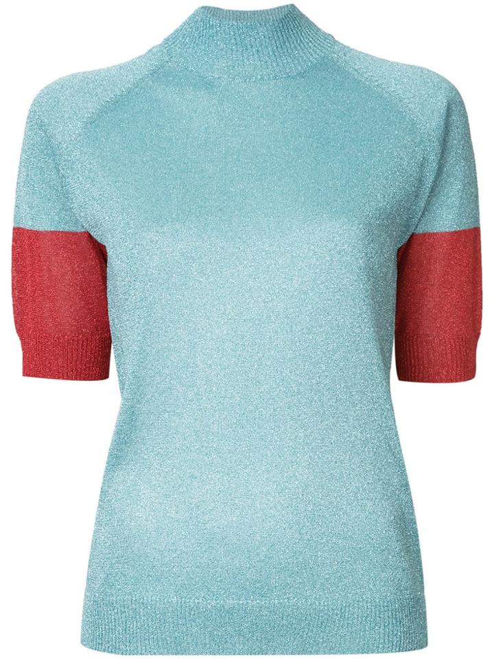 Undercover Roll Neck Glitter Top - Blue