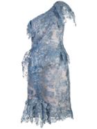 Marchesa One Shoulder Dress - Blue