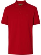 Burberry Check Placket Cotton Polo Shirt - Red