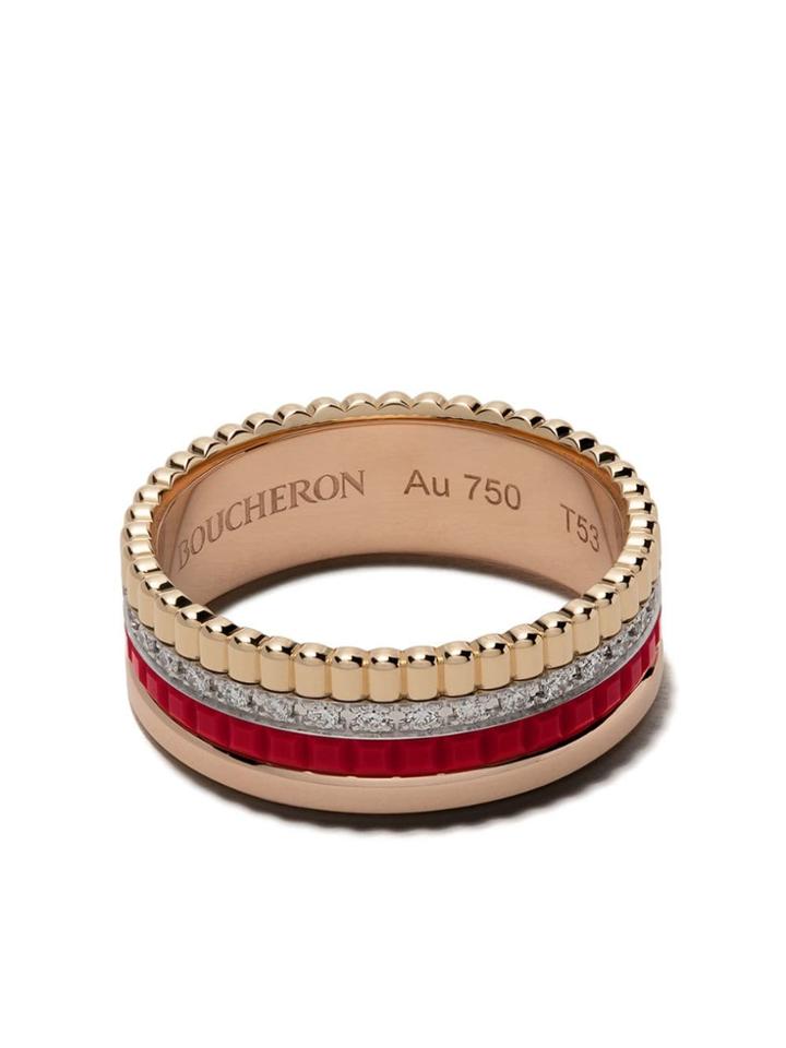 Boucheron 18kt Gold Quatre Red Diamond Ring - 3g