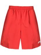 Stussy Logo Patch Swim Shorts - Red