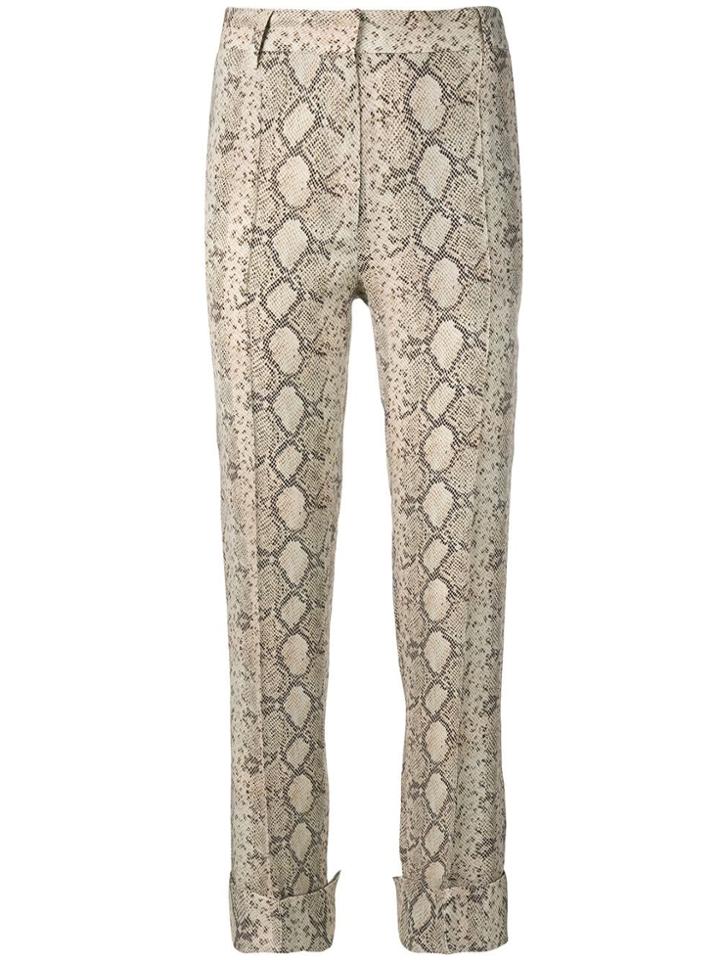 Rokh Snakeskin Effect Trousers - Brown