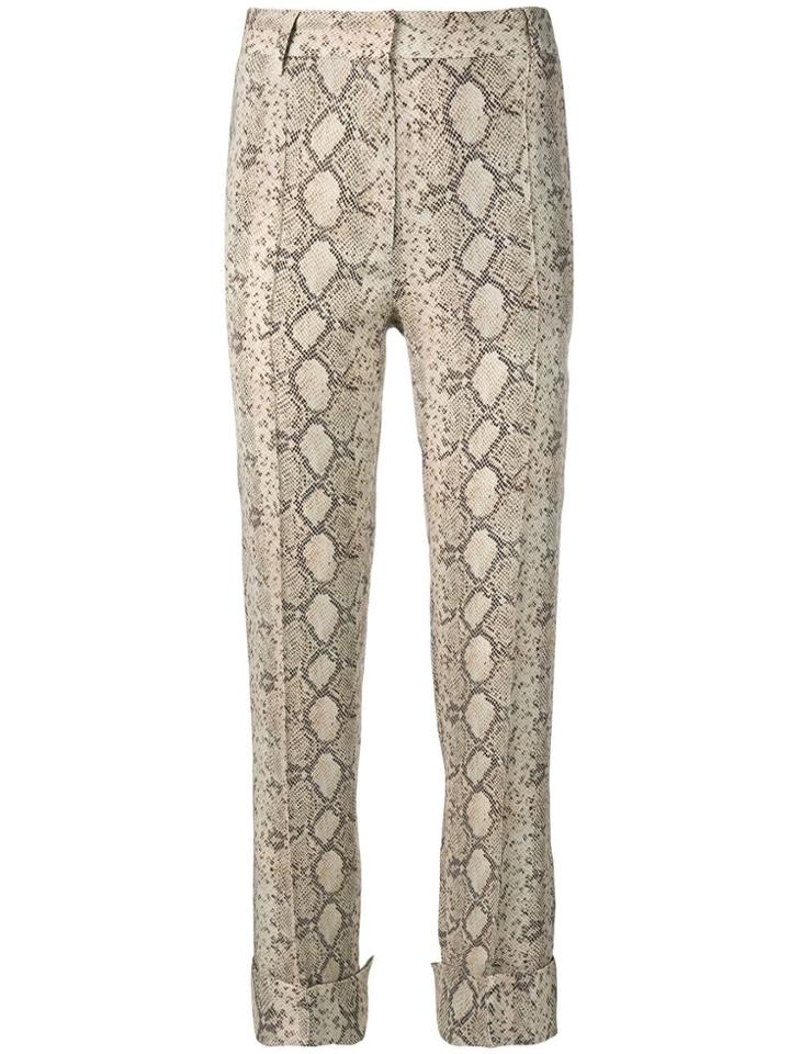Rokh Snakeskin Effect Trousers - Brown
