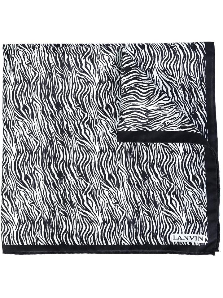 Lanvin Zebra Print Scarf, Men's, Black, Silk