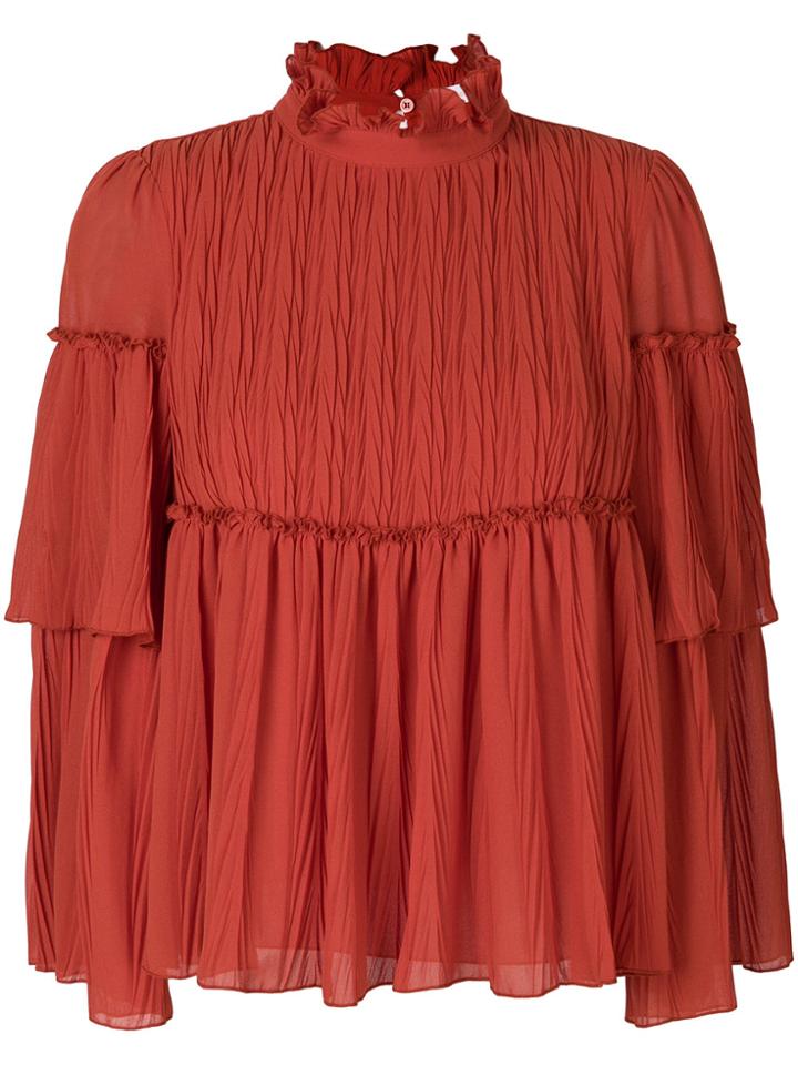 See By Chloé Tiered Flouncy Blouse - Yellow & Orange