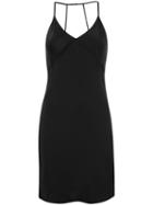 Fleur Du Mal T-strap Slip Dress, Women's, Size: Large, Black, Silk