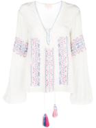 Rococo Sand Embroidered Tassel Blouse - White