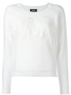 Armani Jeans Embroidered Aj Jumper, Women's, Size: 42, White, Cotton