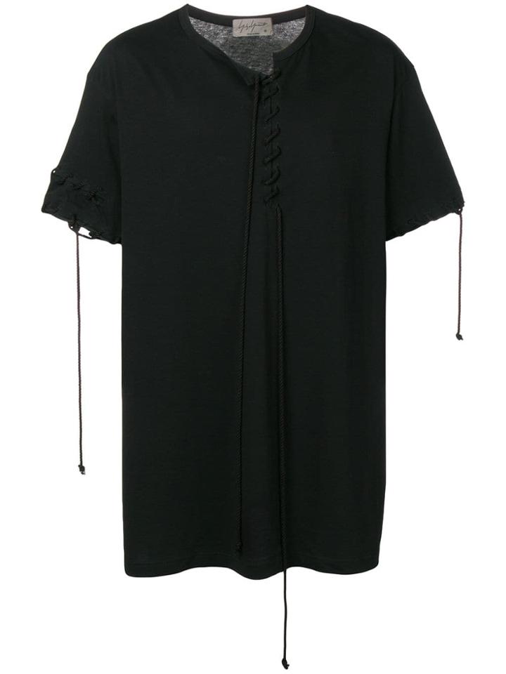 Yohji Yamamoto Lace-up Detail T-shirt - Black