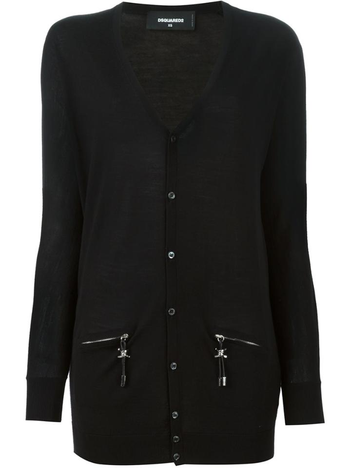 Dsquared2 Zip Pocket Detail Cardigan - Black