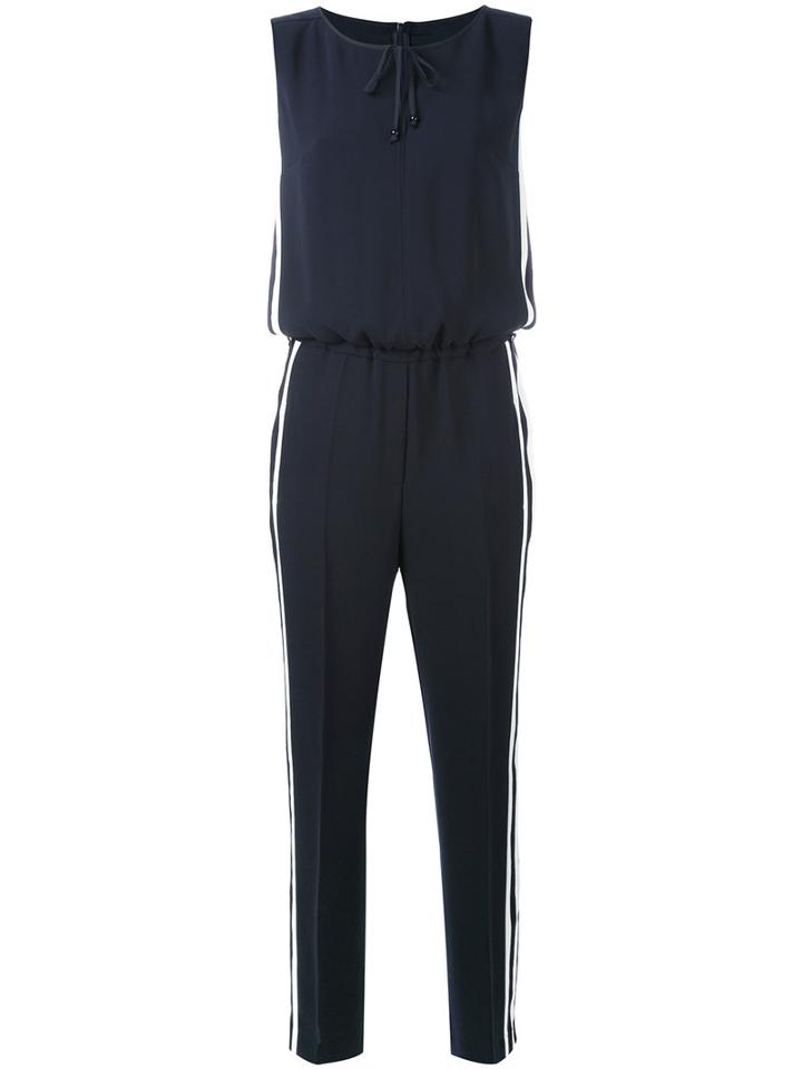 Luisa Cerano - Striped Sides Jumpsuit - Women - Polyester - 42, Blue, Polyester