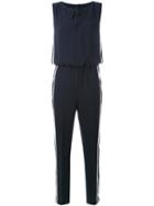 Luisa Cerano - Striped Sides Jumpsuit - Women - Polyester - 42, Blue, Polyester