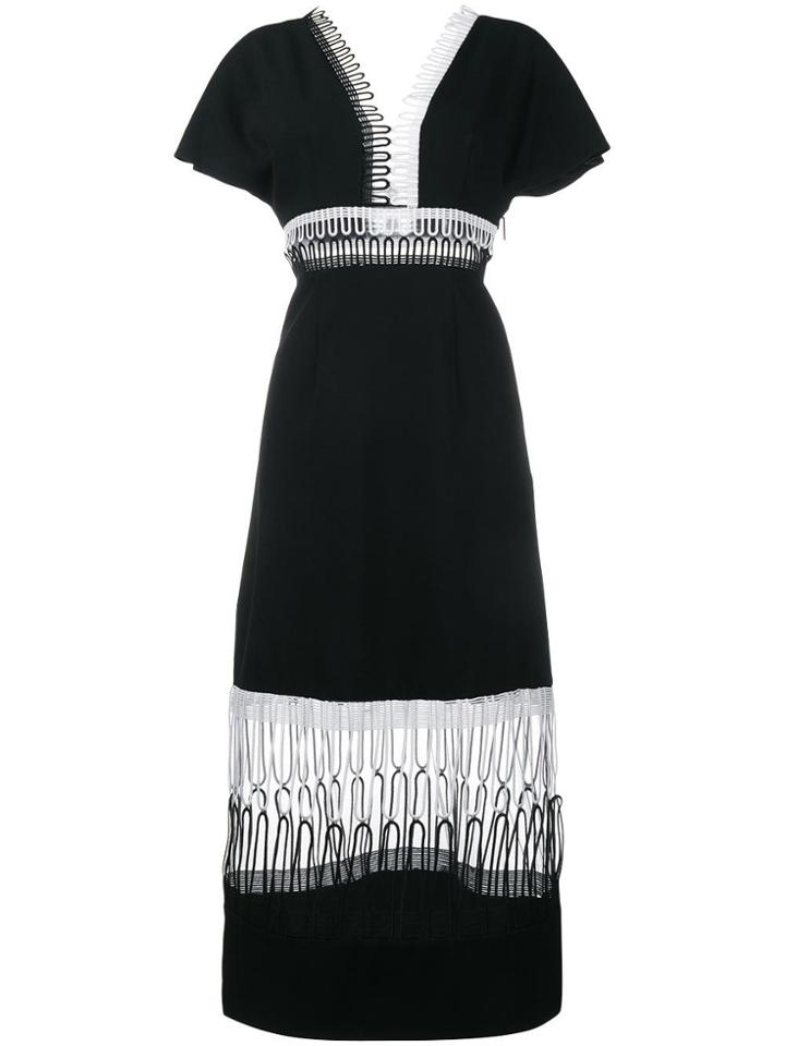 Christopher Kane Loop Trim V-neck Midi Dress - Black