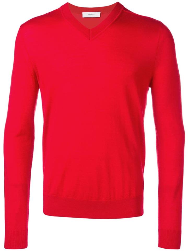 Pringle Of Scotland V-neck Merino Wool Jumper - Red
