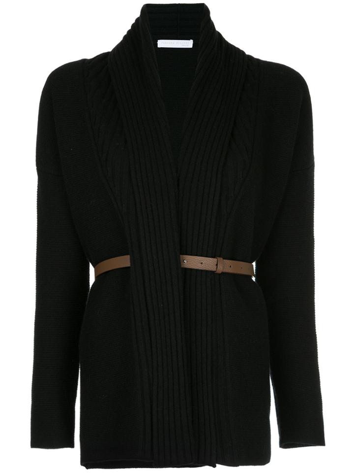 Fabiana Filippi Ribbed Belted Cardigan - Black