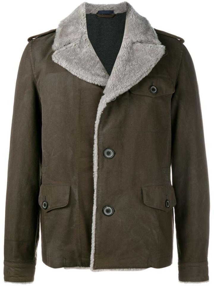 Lanvin Aviator Jacket, Men's, Size: 48, Brown, Cotton/polyester/lamb Fur
