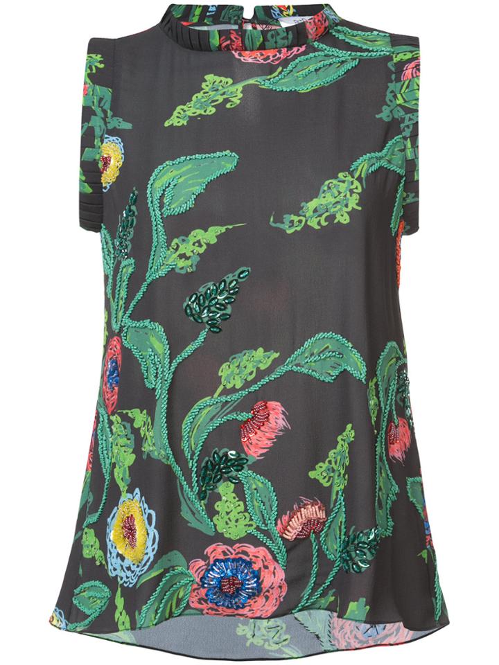 Patbo Floral Patch Top - Black