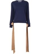 Msgm Side-tie Sweatshirt, Women's, Size: Small, Blue, Cotton