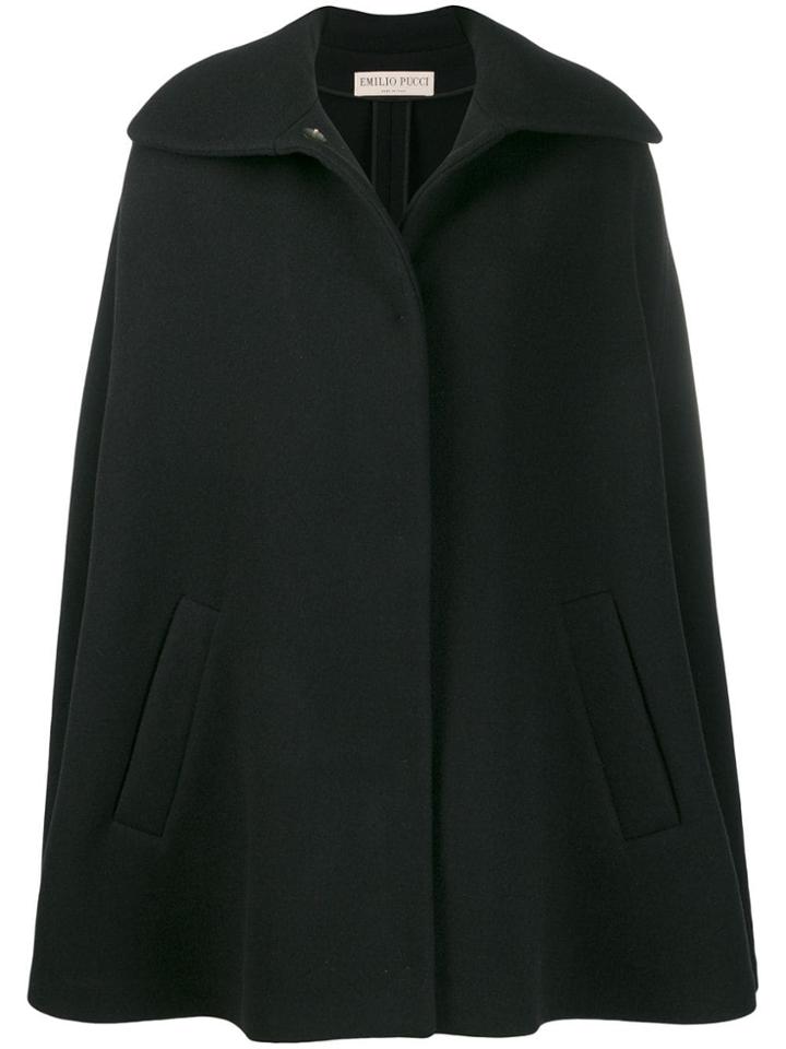 Emilio Pucci Oversized Poncho Coat - Black