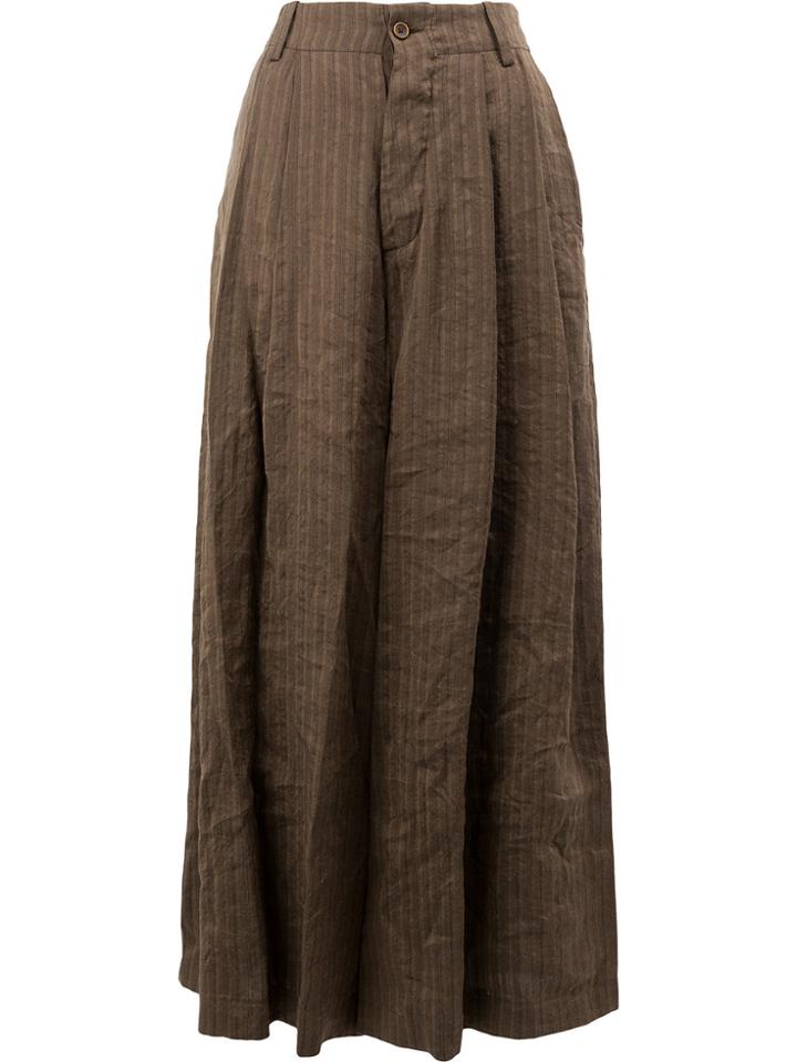 Uma Wang Stripe Stitched Wide Leg Trousers - Brown