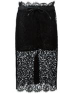 Sacai Drawstring Lace Skirt, Women's, Size: 3, Black, Cotton/cupro/rayon/polyester