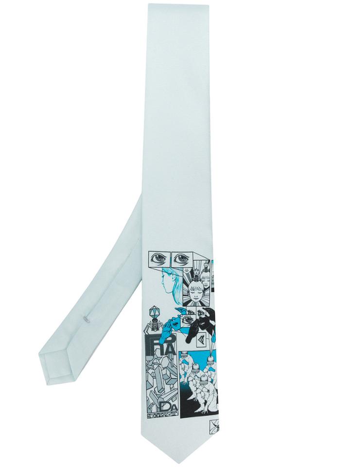 Prada Graphic Printed Tie - Blue