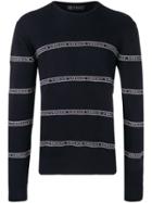 Versace Logo Stripe Jumper - Blue