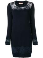 Twin-set Lace Panel Sweater Dress - Blue