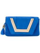Me Moi - Sapphire Clutch - Women - Suede/metal - One Size, Blue, Suede/metal