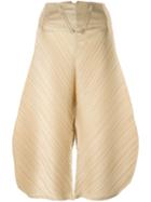 Pleats Please By Issey Miyake Pleated Oversized Trousers, Women's, Size: Iii, Nude/neutrals, Polyester