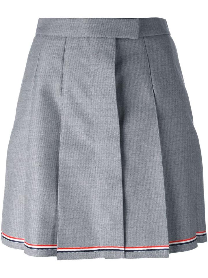 Thom Browne Pleated A-line Skirt, Women's, Size: 42, Grey, Silk/wool