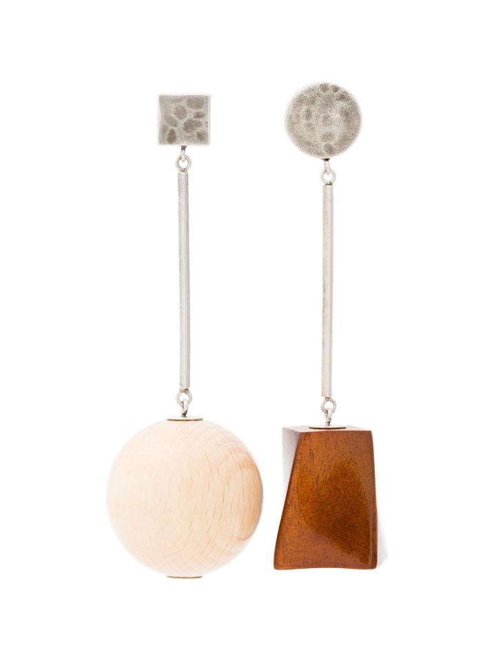 Jacquemus Brown La Bille Sphere Wood Earrings - Nude & Neutrals