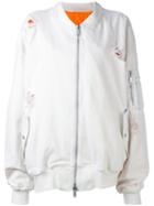 Unravel Project - Destroyed Loose-fit Bomber Jacket - Women - Cotton/polyamide - 40, White, Cotton/polyamide