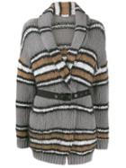 Brunello Cucinelli Striped Cardi-coat - Grey