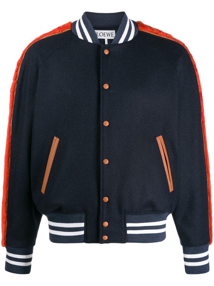 Loewe Contrast Trim Varsity Jacket - Blue