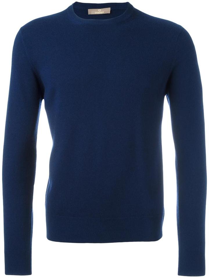 Cruciani Round Neck Jumper, Men's, Size: 46, Blue, Cashmere