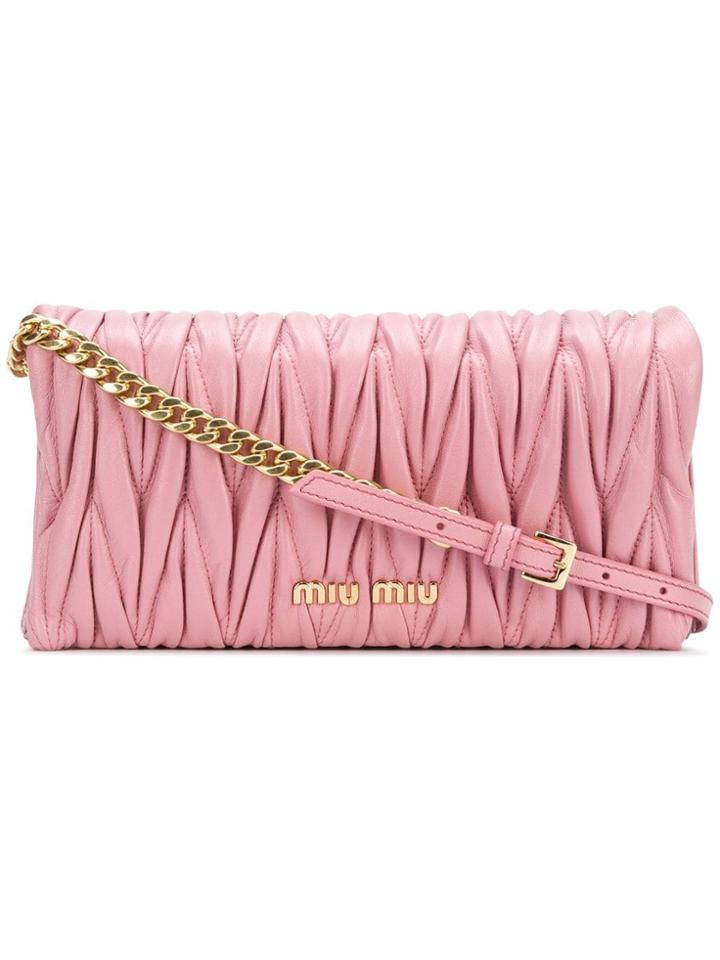 Miu Miu Foldover Matelassé Clutch - Pink