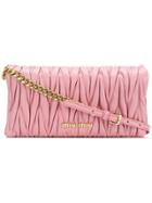 Miu Miu Foldover Matelassé Clutch - Pink